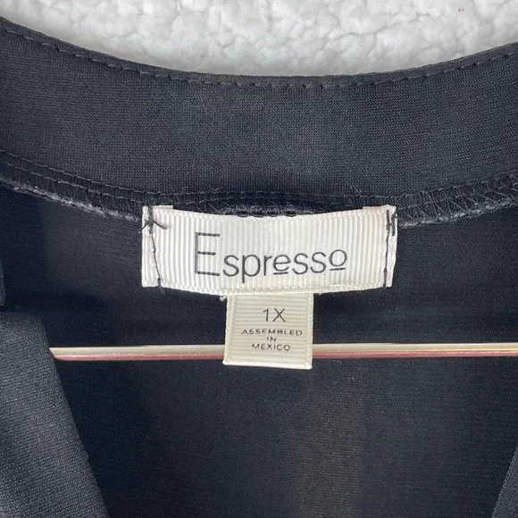 Espresso Womens 1X Black White Tan Medallion Henley Sleeveless Shift Dress - Picture 4 of 8